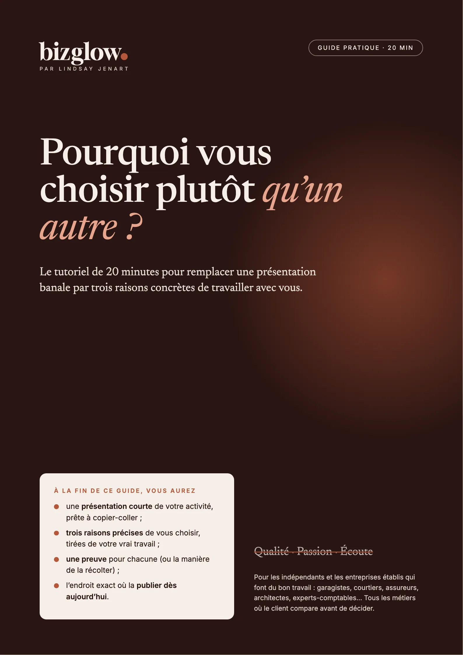 Couverture du guide gratuit « Pourquoi vous choisir plutôt qu’un autre ? »